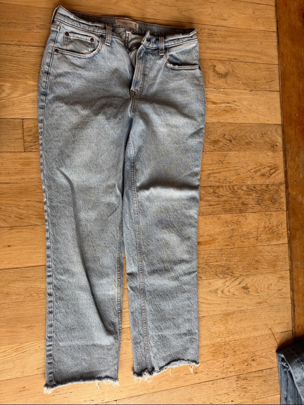 Abercrombie & Fitch CURVE LOVE Light Blue Straight Mid-Rise Jeans